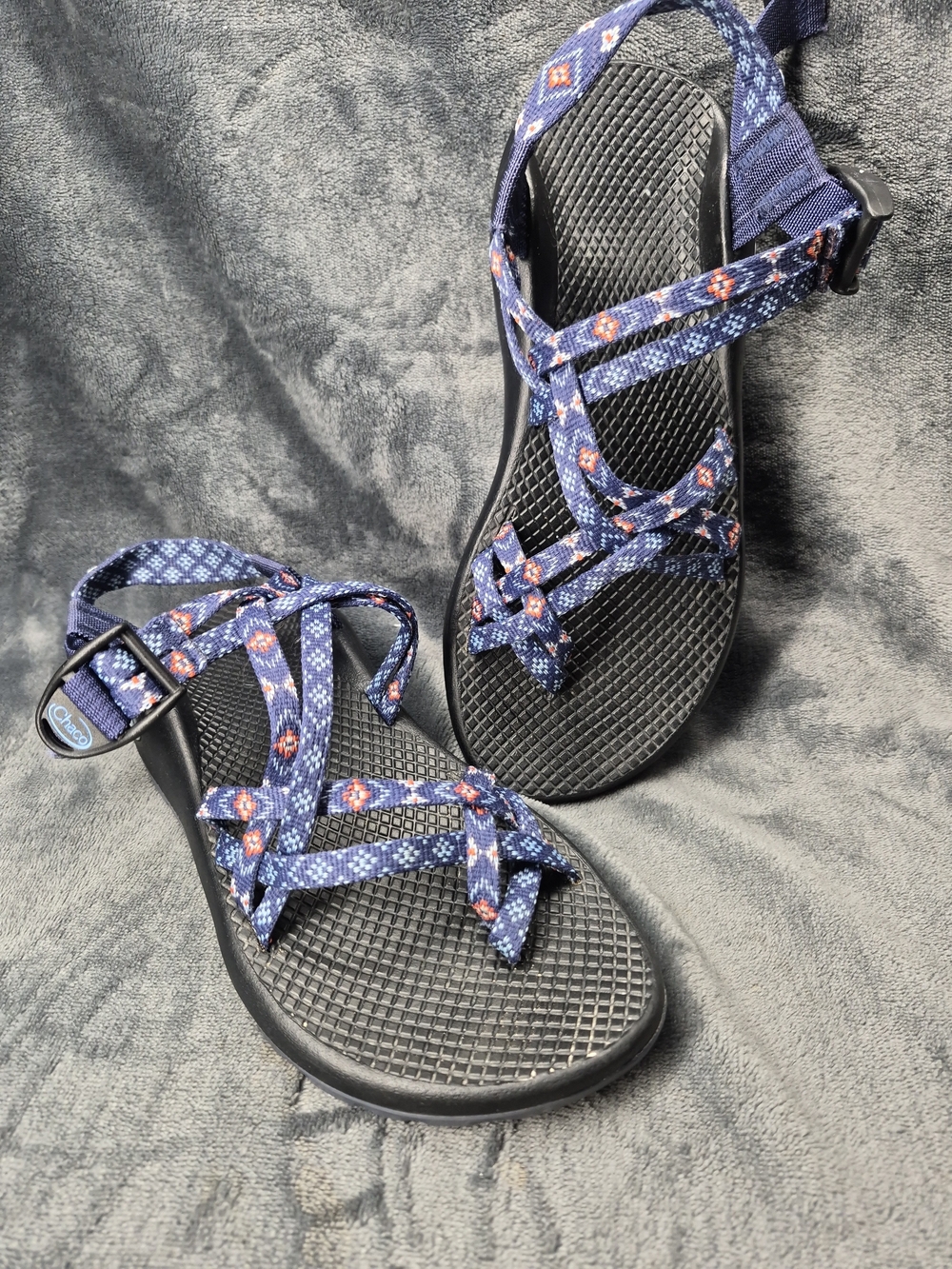 CHACO Blue & Orange  ZX/2 Classic Pattern Straps Hiking Sandals  Shoes Size W7